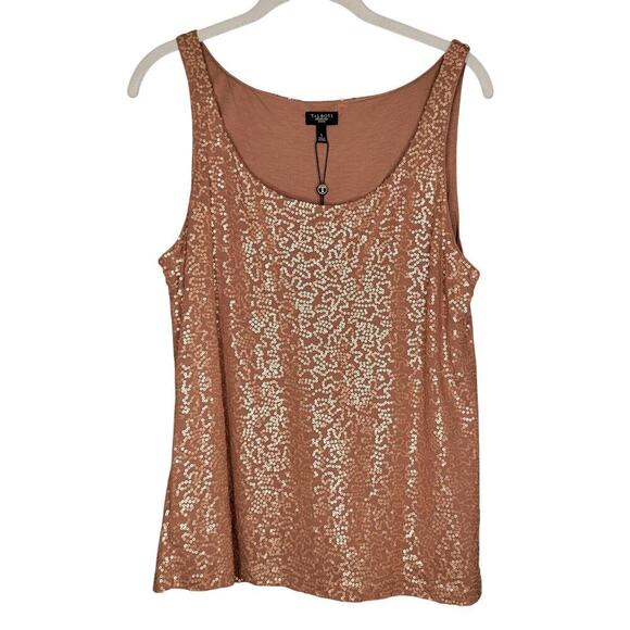 NWT Talbots tank top womens size L Petite brown sequin shimmer summer fun LP - Picture 1 of 9
